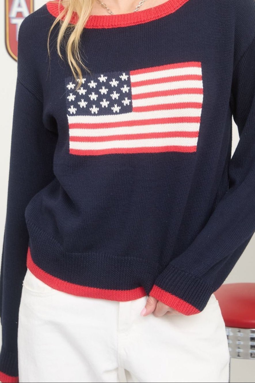 American Flag Knit Pullover Sweater - MTT Collective