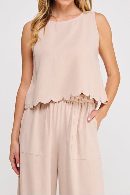 Amira Scallop Edge Soft Linen Top - MTT Collective