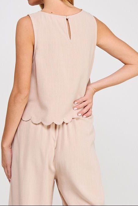 Amira Scallop Edge Soft Linen Top - MTT Collective