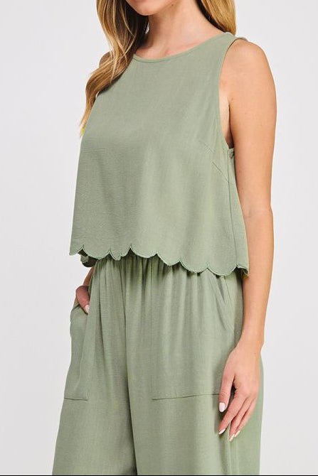 Amira Scallop Edge Soft Linen Top - MTT Collective