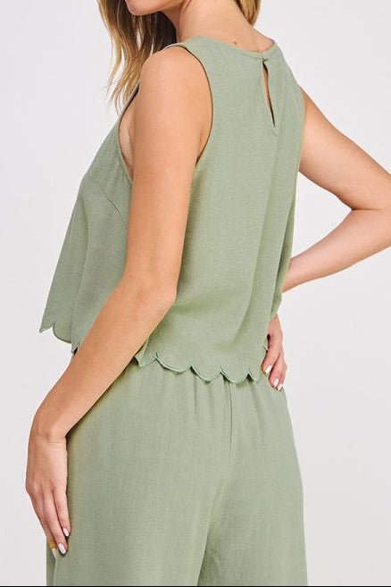 Amira Scallop Edge Soft Linen Top - MTT Collective