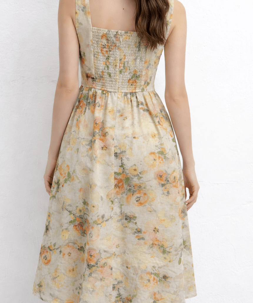 Anna Floral A - Line Midi Dress - MTT Collective