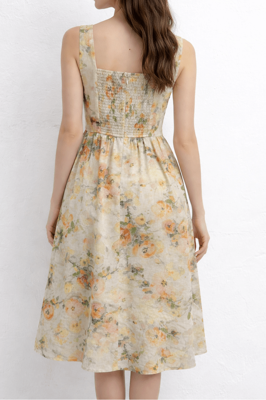 Anna Floral A - Line Midi Dress - MTT Collective