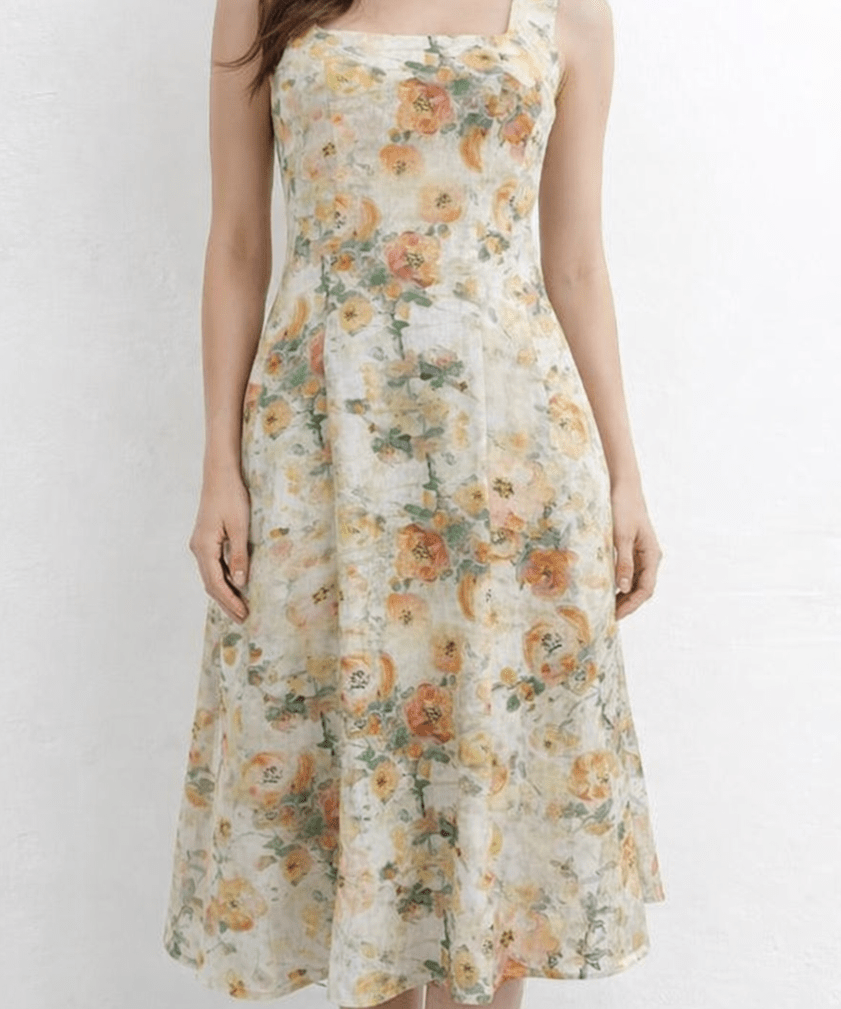 Anna Floral A - Line Midi Dress - MTT Collective