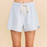 Striped Linen Drawstring Shorts