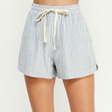 Striped Linen Drawstring Shorts