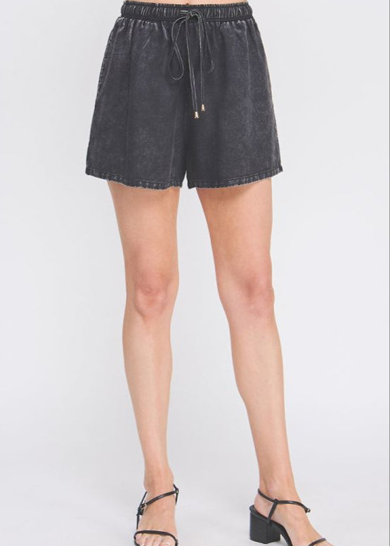 Allie Rose - Womens - Bottoms - Shorts - Nessa Washed Chambray Drawstring Shorts - MTT Collective