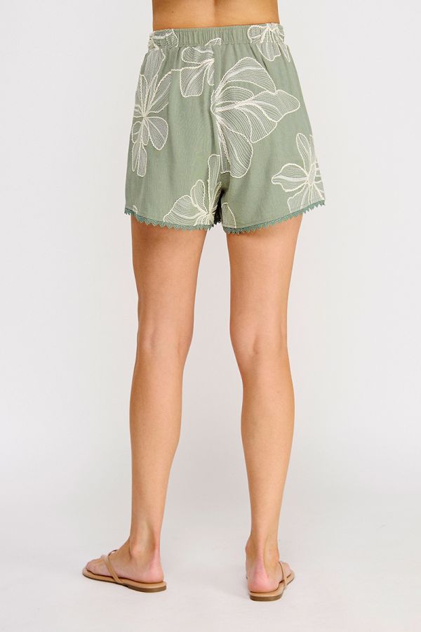 Heidi Floral Embroidered Linen Shorts
