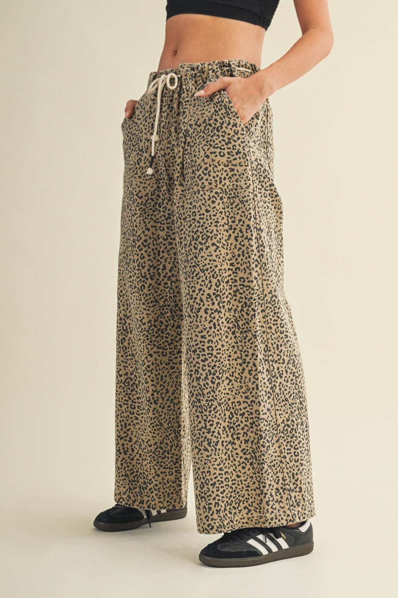 Arden Wide - Leg Leopard Print Trousers - MTT Collective