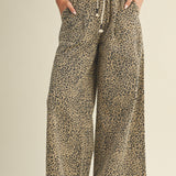 Arden Wide - Leg Leopard Print Trousers - MTT Collective