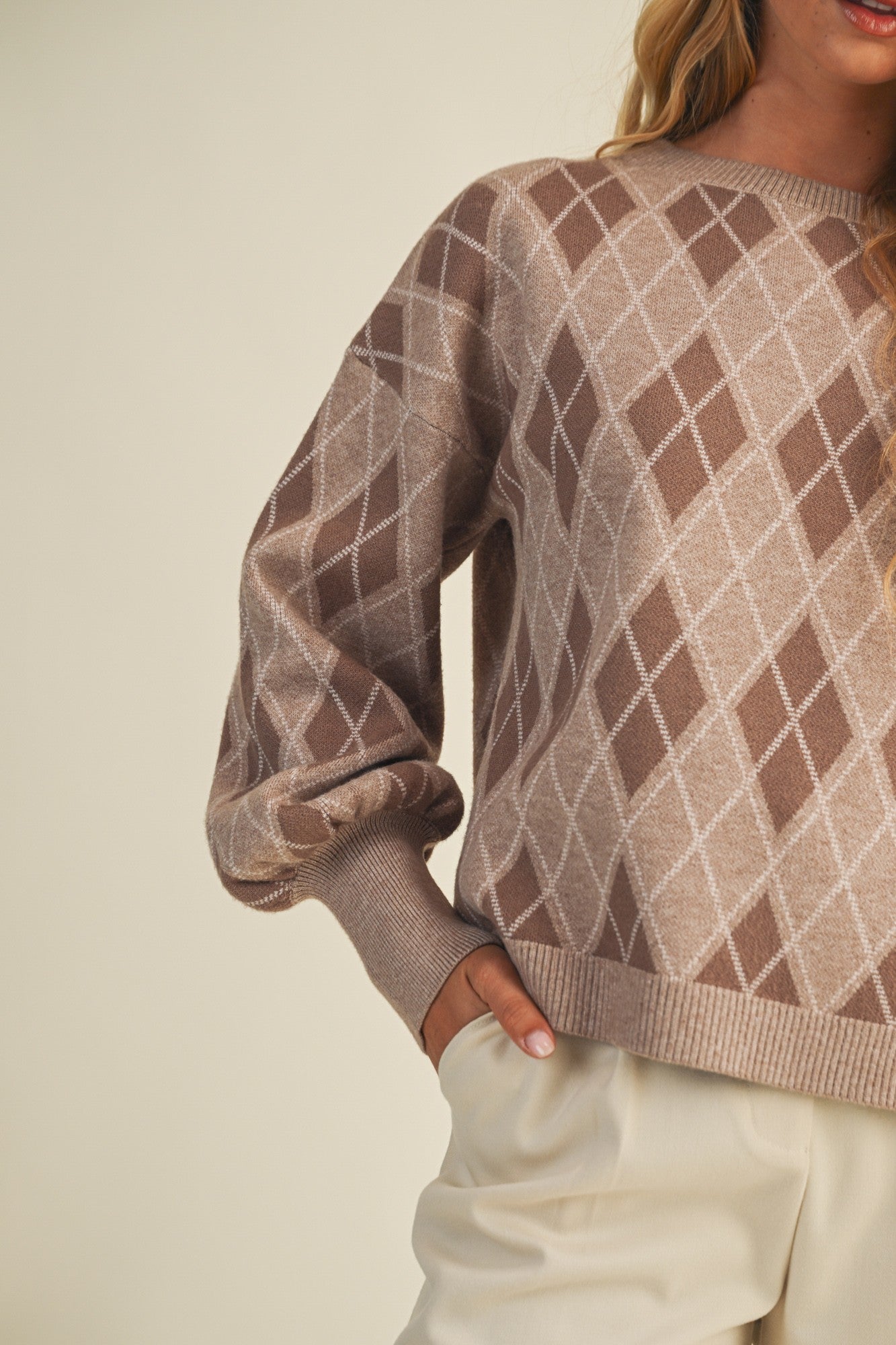 Argyle Knit Pullover Sweater - MTT Collective