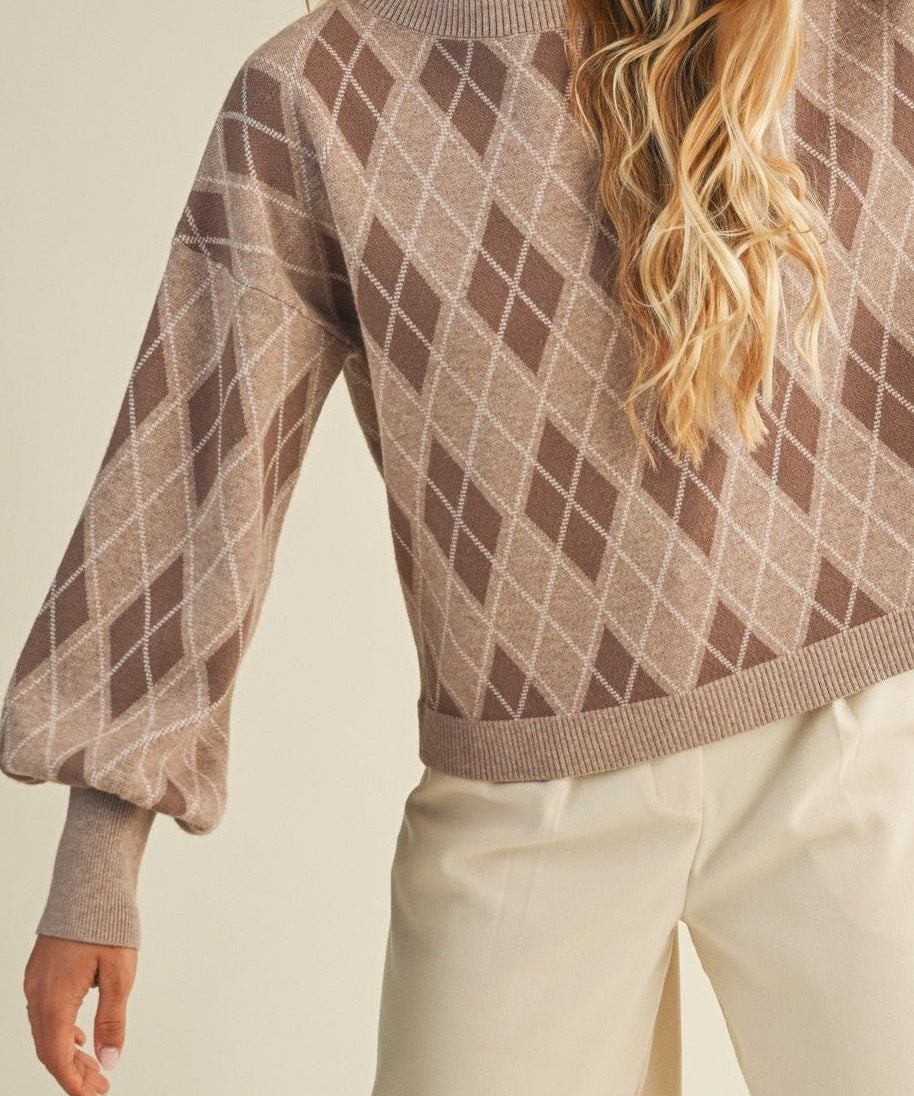 Argyle Knit Pullover Sweater - MTT Collective