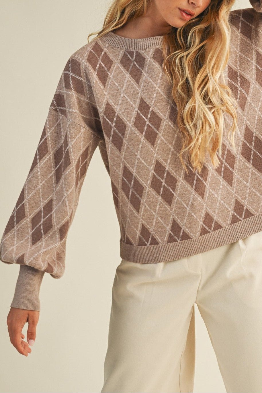 Argyle Knit Pullover Sweater - MTT Collective