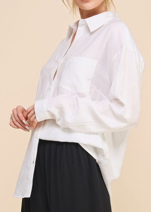 Allie Rose - Womens - Tops - Blouses - Eileen Easy Textured Button Up Top - MTT Collective