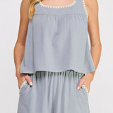 Maddie Soft Linen Embroidered Tank