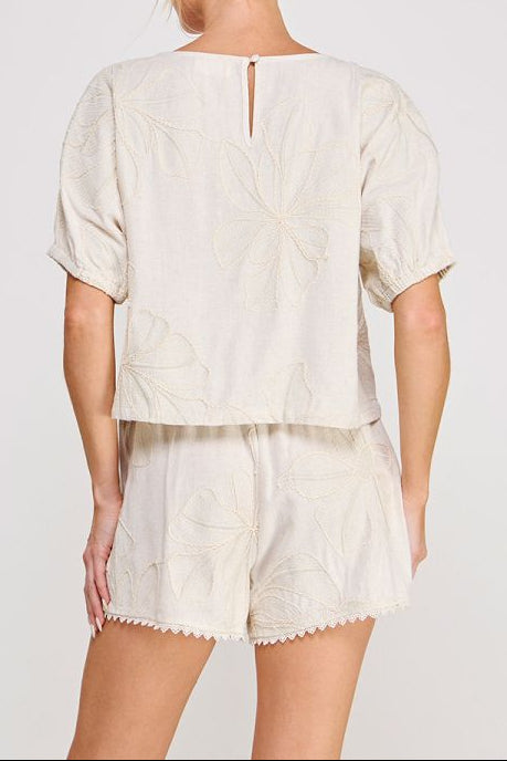 Malia Floral Embroidered Dolman Top