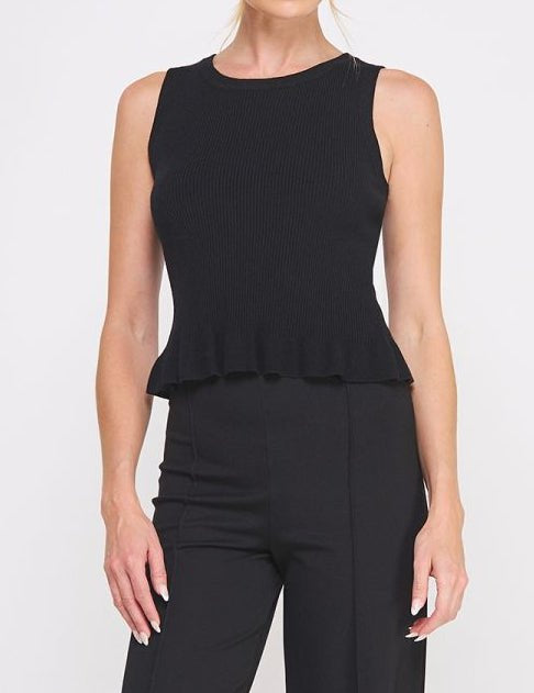 Aubrey Rib - Knit Peplum Tank - MTT Collective
