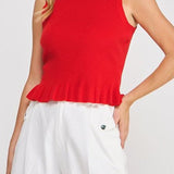 Aubrey Rib - Knit Peplum Tank - MTT Collective
