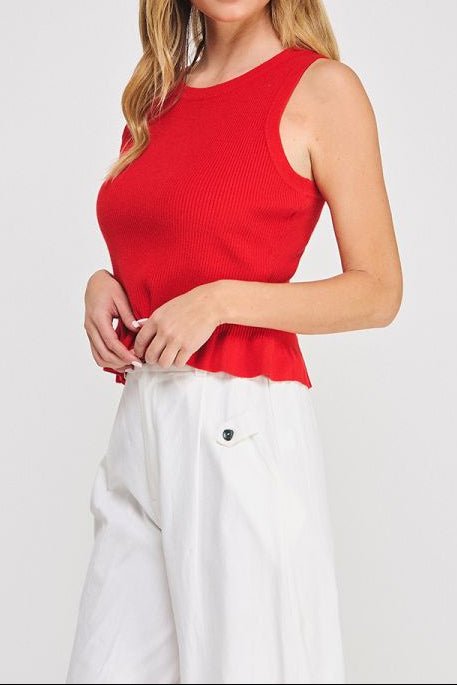 Aubrey Rib - Knit Peplum Tank - MTT Collective