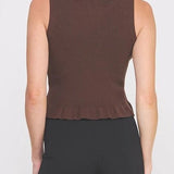 Aubrey Rib-Knit Peplum Tank