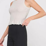 Aubrey Rib-Knit Peplum Tank