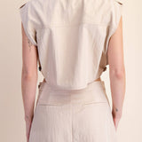 Teresa Lapel Collar Sleeveless Crop Jacket