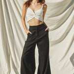 Grove Linen Wide Leg Pants in Black, front