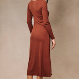 Hearth Pleated Midi Dress in Brick, side view