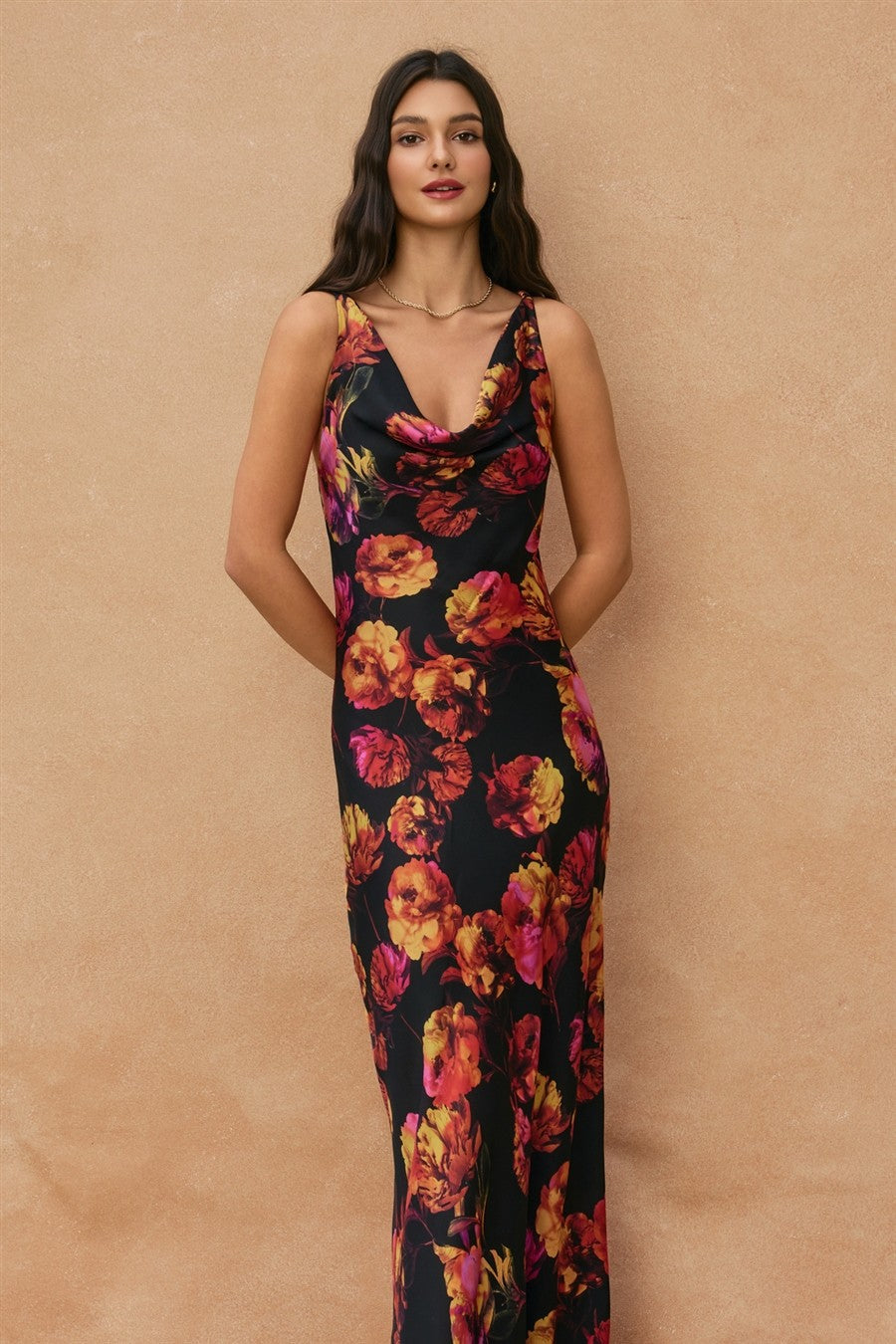 Juniper Floral Maxi Dress in Nightfall Bloom, front