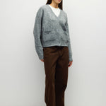 HGREY 3 fuzzy knit cardigan in heather grey, side view
