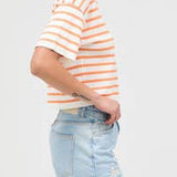 Round Neck Striped Crop Top