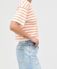Round Neck Striped Crop Top