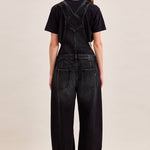 Hidden Jeans Overall with Wash Detail in black, side