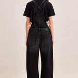 Hidden Jeans Overall with Wash Detail in black, side
