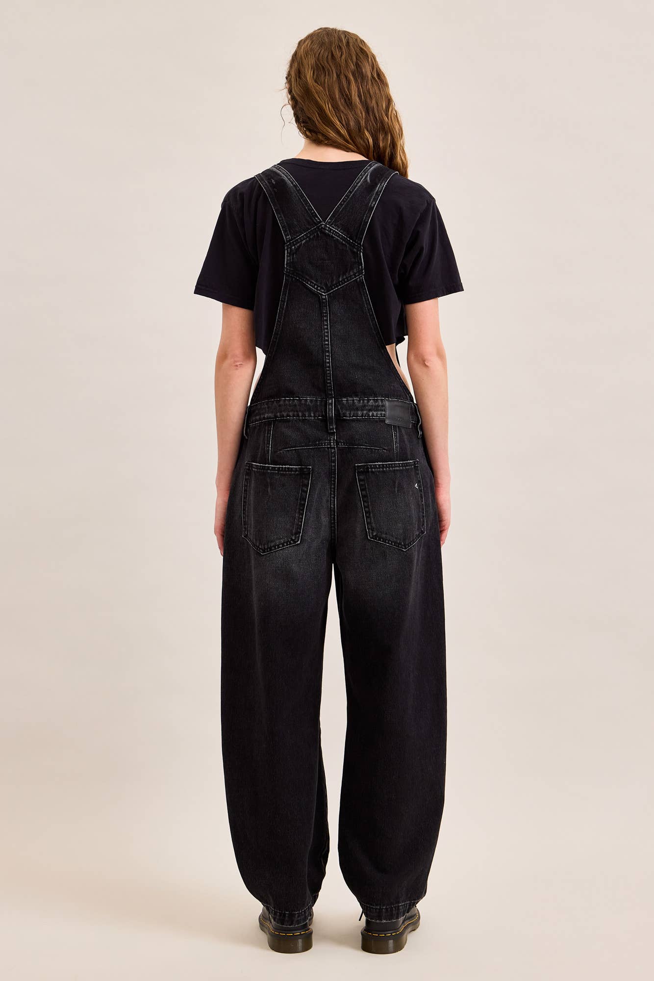 Hidden Jeans Overall with Wash Detail in black, side