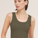 Nora Reversible Ribbed Tank in Earth Olive