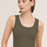 Nora Reversible Ribbed Tank in Earth Olive