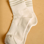 Sport Stripe Ankle Socks in Cream/Sage