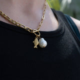 Mallory Freshwater Pearl Charm Necklace