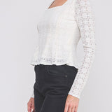 The Elowen Lace Square-Neck Peplum Top