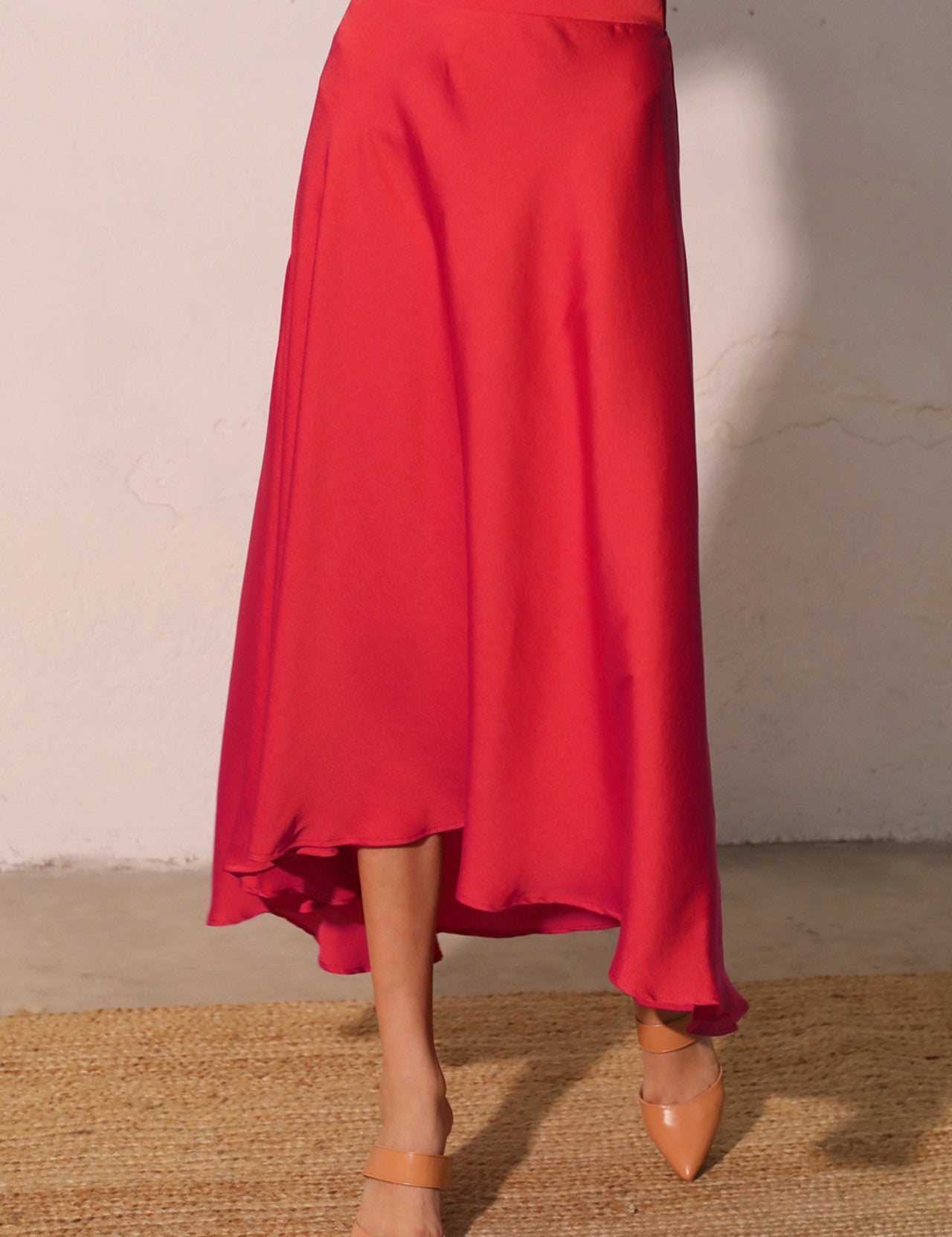 Back In Time Poly Silk Midi Swing Skirt - MTT Collective