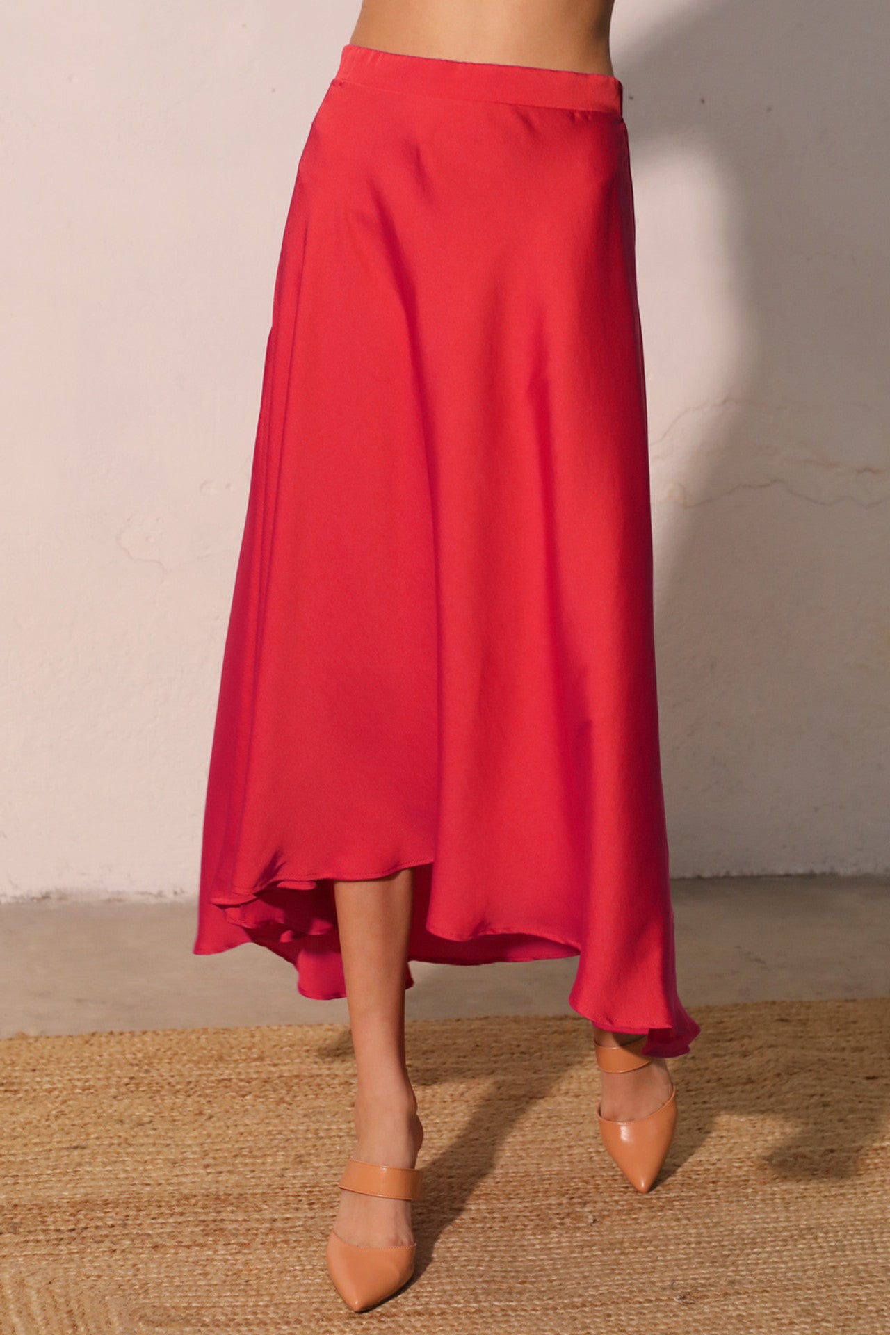 Back In Time Poly Silk Midi Swing Skirt - MTT Collective