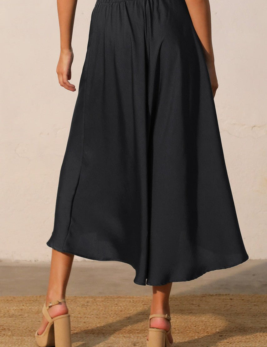 Back In Time Poly Silk Midi Swing Skirt - MTT Collective