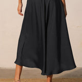 Back In Time Poly Silk Midi Swing Skirt - MTT Collective