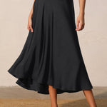 Back In Time Poly Silk Midi Swing Skirt - MTT Collective