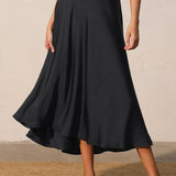 Back In Time Poly Silk Midi Swing Skirt - MTT Collective
