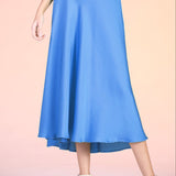 Back In Time Poly Silk Midi Swing Skirt - MTT Collective