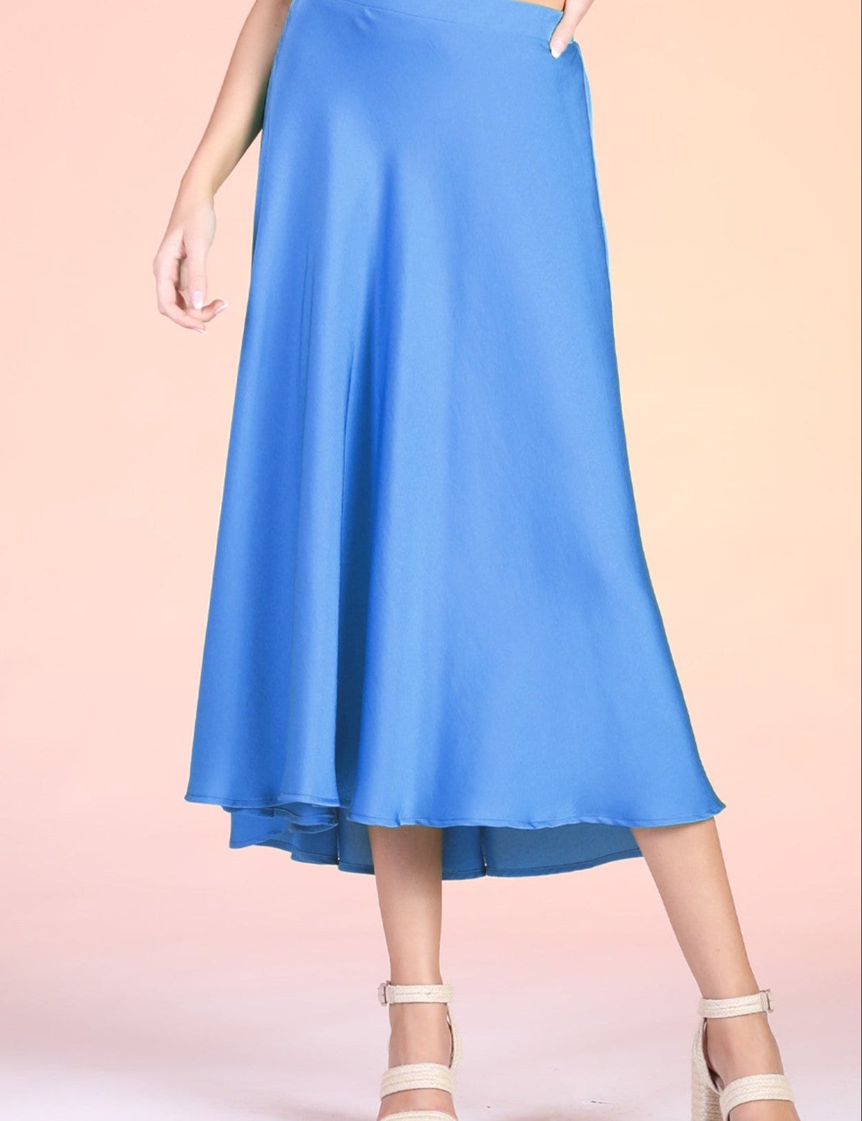 Back In Time Poly Silk Midi Swing Skirt - MTT Collective