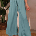 Back In Time Poly Silk Tie Waist Pants - MTT Collective