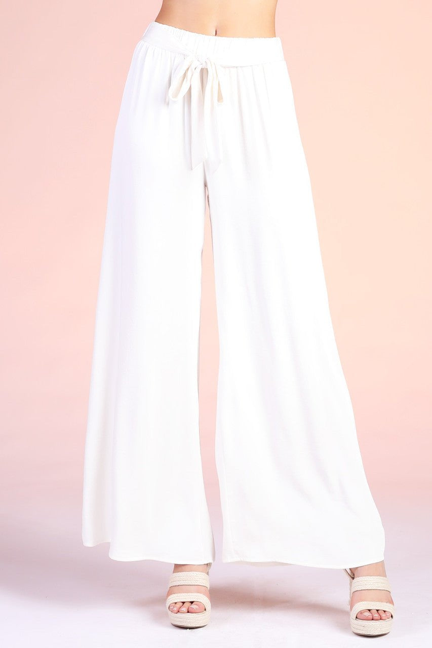 Back In Time Poly Silk Tie Waist Pants - MTT Collective